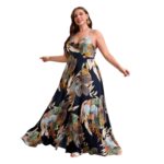 Vestido de tirantes con estampado tropical escote cruzado