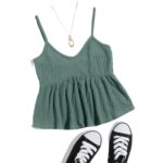 Top de Tirantes Tejido Waffle con Bajo Fruncido