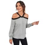 Camiseta de Hombros Descubiertos Color Combinado - Imagen 2