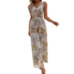 Jumpsuit Tropical con Cordón en la Espalda y Pierna Ancha
