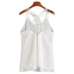 Blusa Blanca Cuello Redondo con Tiras y Capa Cruzada - Imagen 2