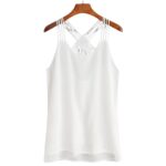 Blusa Blanca Cuello Redondo con Tiras y Capa Cruzada