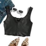 Crop Top de PU sin Mangas