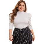 Blusa Cuello Alto y Mangas Abullonadas