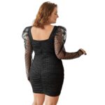 Vestido de Manga Gigot Fruncido de Malla Jacquard - Imagen 3