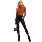 Camiseta Tejida de Canalé con Cuello de Doble Doblez