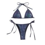 Conjunto de Bikini con Rayas Metálicas
