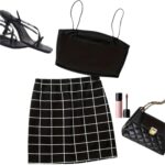 Conjunto de Top Liso y Falda con Estampado de Cuadros - Imagen 2