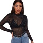 Top de Malla Negro con Brillo - Imagen 2