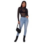 Top de Malla Negro con Brillo