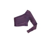 Top de Un Hombro Manga Larga en Tejido Canalé