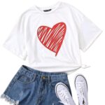 Camiseta con Corazón Rayado - Manga Corta, Look Divertido - Imagen 2