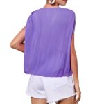 Top lila con bordado floral y hombros fruncidos - Imagen 3