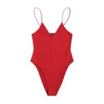 Body de tirantes tejido de canalé unicolor rojo