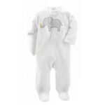 Pack de 3 pijamas enterizos para bebé, con cierre frontal y estampados adorables de elefante, rayas