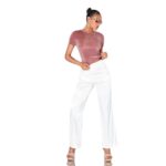 Camiseta de terciopelo canalé rosa - Imagen 3