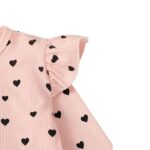 Camiseta ribete con fruncido con estampado de corazón con pantalones con cinturón - Imagen 3