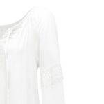 Blusa blanca con mangas largas en tela ligera - Imagen 3