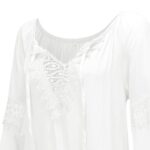 Blusa blanca con mangas largas en tela ligera - Imagen 2