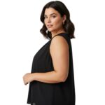 Blusa Negra Sin Mangas con Escote en V - Imagen 3