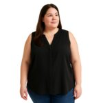 Blusa Negra Sin Mangas con Escote en V - Imagen 2