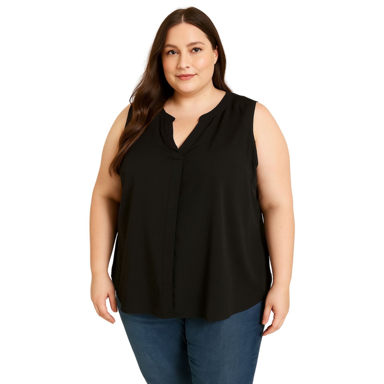 B201030006741 Blusa Negra Sin Mangas con Escote en V - Imagen 1
