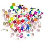 Pack 30 Piercings Ombligo Acrílico y Acero Colores