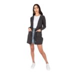 Tapado largo gris oscuro con capucha casual y comodo