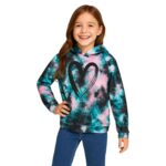Sudadera capucha niña, estampado corazones y teñido