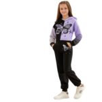 Conjunto niña: sudadera y pantalón chándal mariposa morado