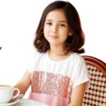 Camisa Niña Casual Lentejuelas Contraste Manga Murciélago