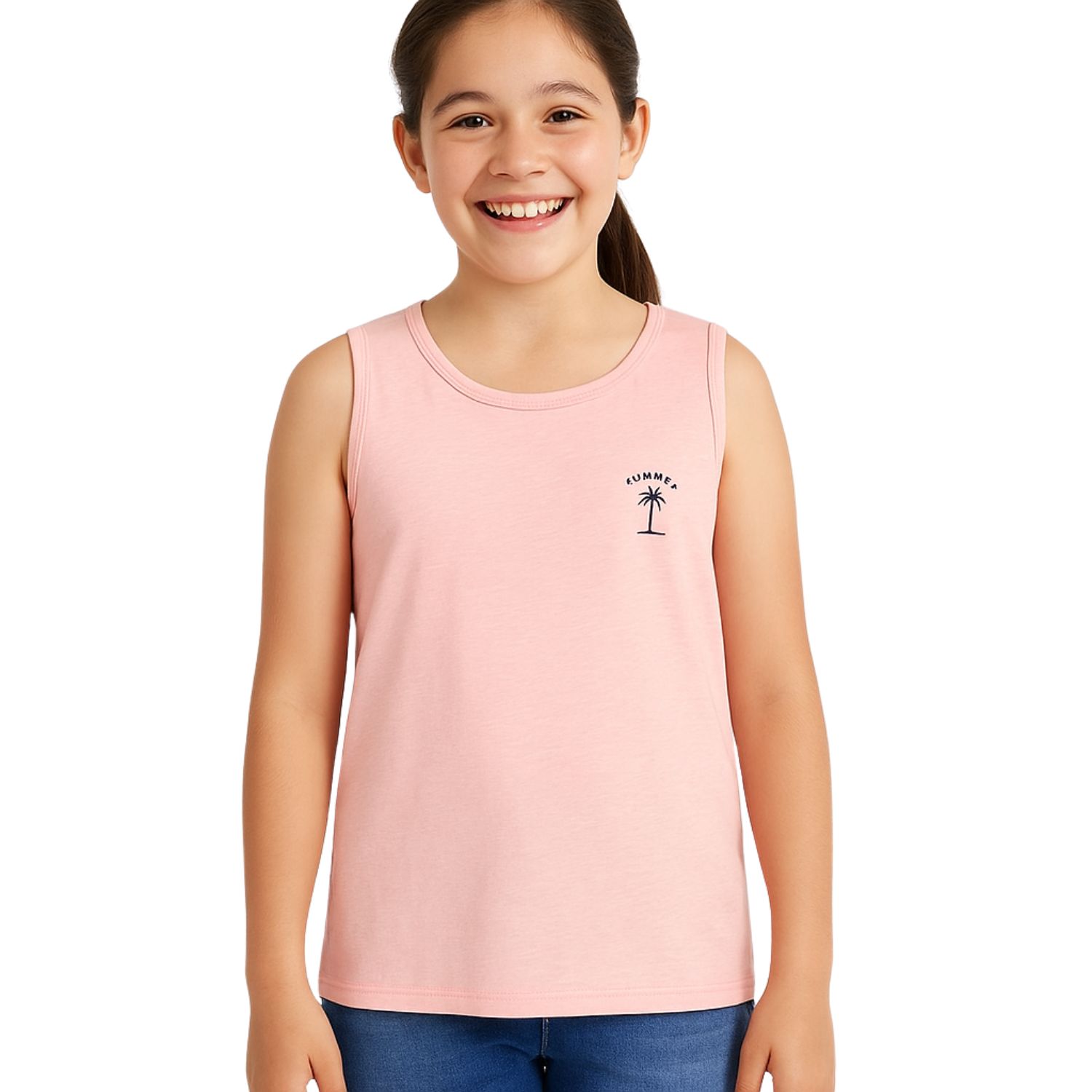 SWSIM23200928933-XL Polera Niña S/M Rosa "SUMMER" Palmera - Imagen 1