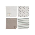 Set 4 Paños de Eructar Bebé Tela Suave Diseños Tiernos