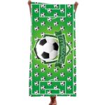 Toalla playa, diseño cancha fútbol y balones impresos