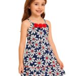 Vestido Sol Niña Azul Marino con Estampado de Margaritas
