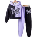 Conjunto niña: sudadera y pantalón chándal mariposa morado - Imagen 3