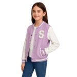 Chaqueta Universitaria Niña Púrpura, Parches y Ribetes