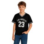 Remera Negra "Los Angeles 23" Cuello V Algodón Deportiva