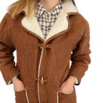 Abrigo Mujer Borrego Marrón Vintage Capucha Desmontable