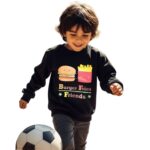 Polerón negro para niña con diseño gráfico de hamburguesa - Imagen 3