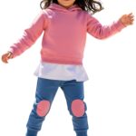 Conjunto Casual Niña Polera Rosa y Pantalón Azul Coderas - Imagen 2