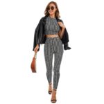 Conjunto top halter y leggings pata de gallo (B/N) - Imagen 2