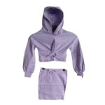 Conjunto niña lila: polera con nudo y capucha + falda - Imagen 4
