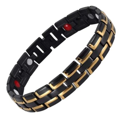 Pulsera Magnética Negro Dorado Estilo y Bienestar