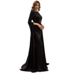 Vestido Gala Negro Corte Sirena con Mangas de Gasa. - Imagen 2