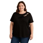 Polera negra con cordones cruzados talla 2XL - Imagen 3