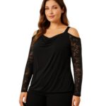 Blusa negra con encaje y hombros al descubierto