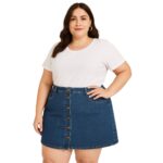 Falda denim azul botones delanteros 2XL - Imagen 2