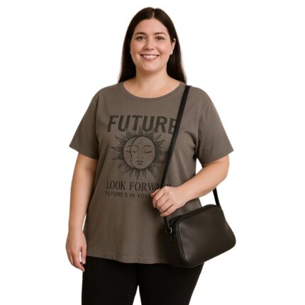 Polera café “Future Look Forward”