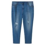 Jeans azul con roturas y calce recto 3XL